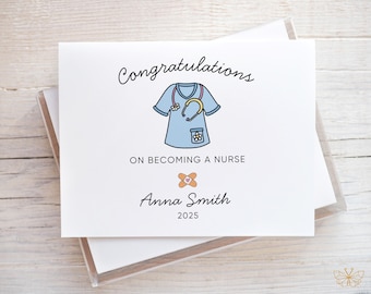 Nurse Graduation Card, RN Gift, Personalized Congrats Card