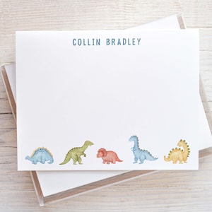 Personalized Dinosaur Stationery, Flat or Folded