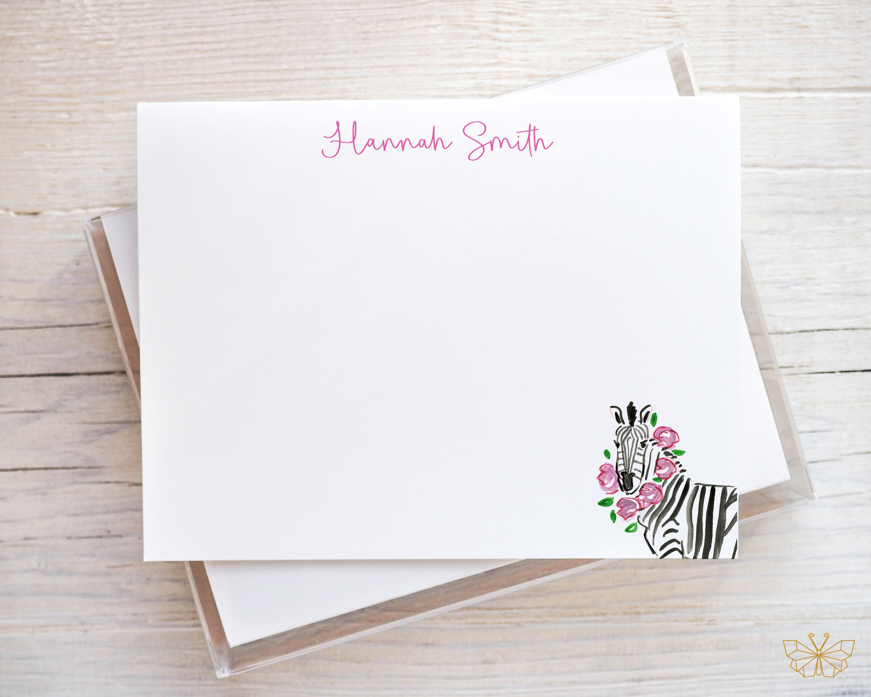 Apple Orchid Press Set Of 10 Blank Note Cards And Envelopes - Zebra Themes