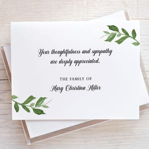 Personalized Funeral Thank You Cards, Sympathy Acknowledgement Cards, Bereavement Stationery
