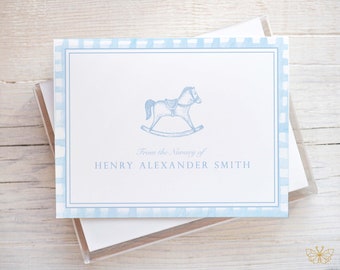 From the Nursery of Stationery Set, Boy Baby Shower Thank You Cards, Vintage Newborn Notecards, Personalized Baby Stationary