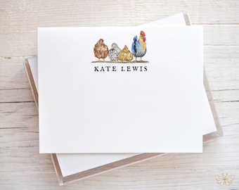 Chicken Stationery Set, Farm Stationary, Personalized Chicken Gifts, Chicken Notecard, Farm Notes, Rooster Stationery, Chicken Coop Notecard