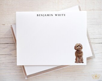 Brown Cockapoo Stationery, Cockapoo Gifts, Personalized Dog Notecards, Dog Note Cards and Envelopes, Gift for Dog Lover