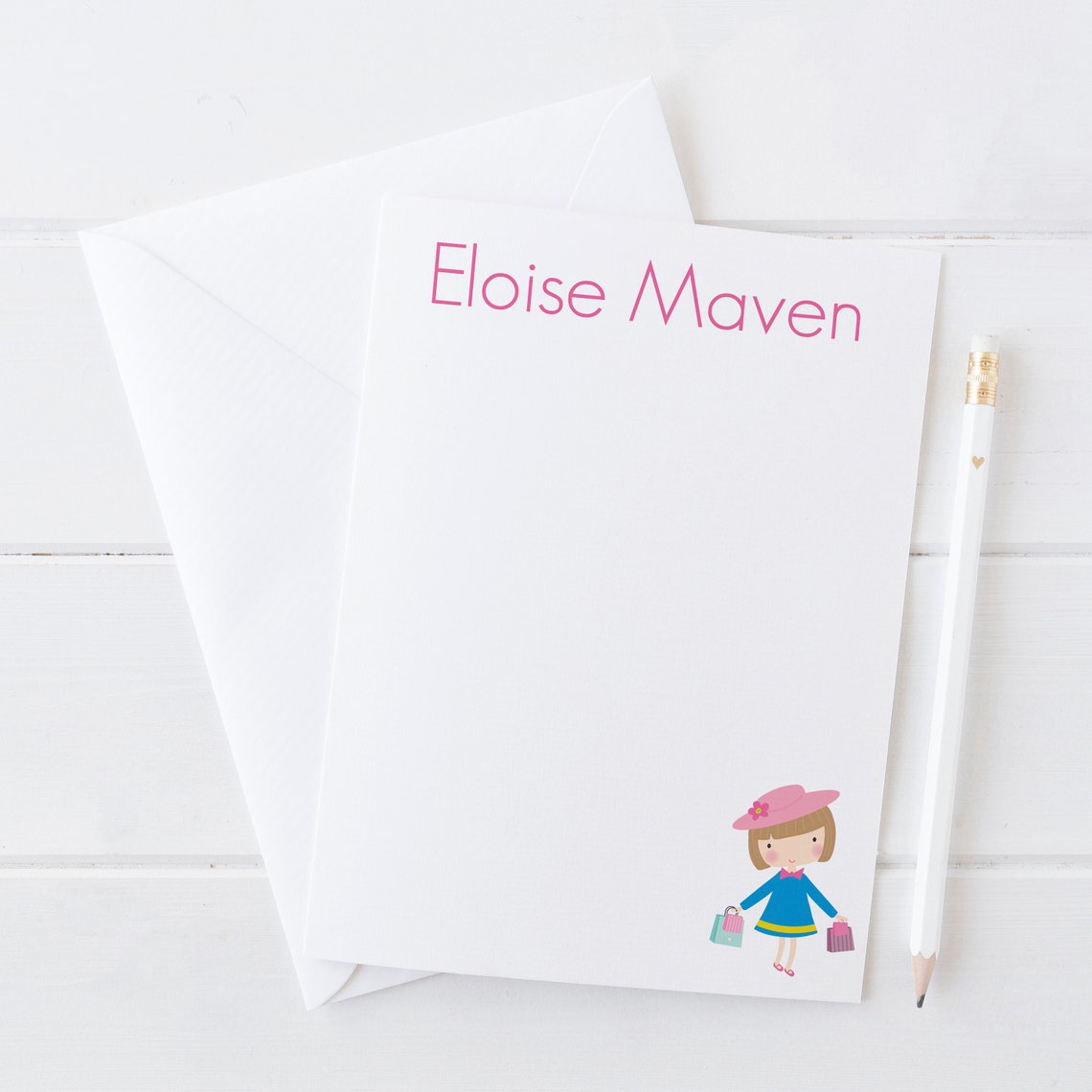 Little Girl Stationery Set Personalized Stationery Girl Etsy