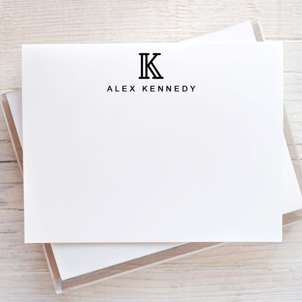 Personalized Modern Monogrammed Stationery, Professional Notecard and Envelope Set, Business Stationery