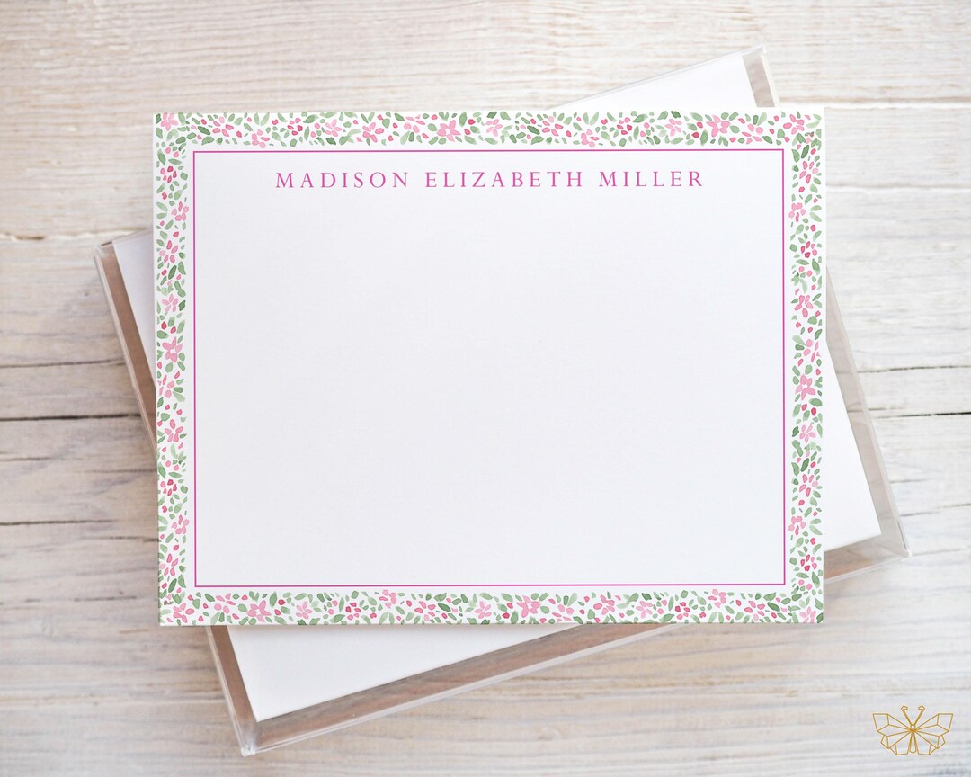 Personalized Watercolor Floral Stationery, Women Notecard Set, Floral ...
