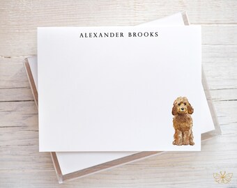 Golden Honey Cockapoo Stationery, Cockapoo Gifts, Personalized Dog Notecards, Dog Note Cards and Envelopes, Gift for Dog Lover