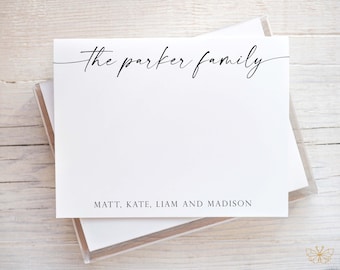 Custom Stationery Set Family, Family Thank You Stationery, Family Name Notecards