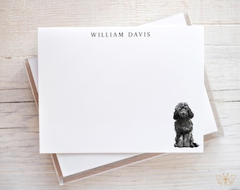 Black Cockapoo Stationery, Cockapoo Gifts, Personalized Dog Notecards, Dog Note Cards and Envelopes, Gift for Dog Lover