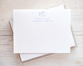 From the Nursery of Stationery Set, Boy Baby Shower Thank You Cards, Vintage Newborn Notecards, Personalized Baby Stationary
