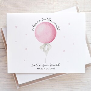 Personalized New Baby Girl Card, Welcome Baby Card, Baby Shower Card for Girl, Baby Congratulations Card, Welcome to the World bild 1