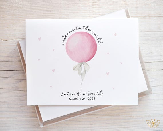 Personalized New Baby Girl Card, Welcome Baby Card, Baby Shower Card for Girl, Baby Congratulations Card, Welcome to the World