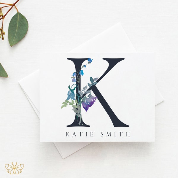 Initial Note Cards Etsy