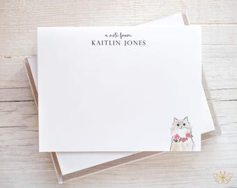 Personalized Cat Stationery, Gift, Note Cards, Stationary