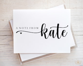 Name Stationery, Name Notecard, A Note From Stationery, Personalized Stationery for Women, Folded Notecards Personalized, Flat Notecards