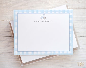 Personalized Tractor Note Cards with Envelopes, Choose Flat or Folded