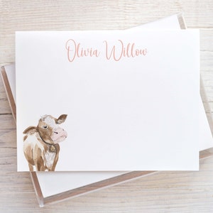 Cow Stationery, Cow Stationary, Cow Note Cards, Cow Notecards, Personalized Cow Gifts, Cow Birthday Gift, Cow Lover Gift, Cute Cow Stuff
