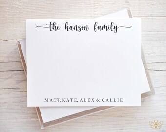 Personalized Family Stationery, Family Thank You Notes, Family Note Cards, Family Stationary, Family Flat Notecards