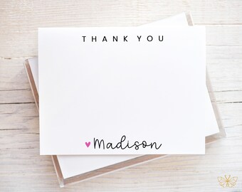 Girl Thank You Notes | Girl Thank You Card | Pink Thank You Cards | Pink Thank You Notes | Personalized Thank You Cards | Girl Stationery