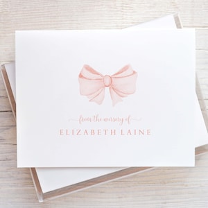 From the Nursery of Stationery, Baby Girl Thank You Cards, Bow Baby Shower Thank You Notes