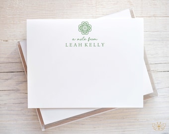 Personalized Irish Notecards | Shamrock Note Cards | Four Leaf Clover Stationery | Irish Stationary | Celtic Notes | Shamrock Gifts