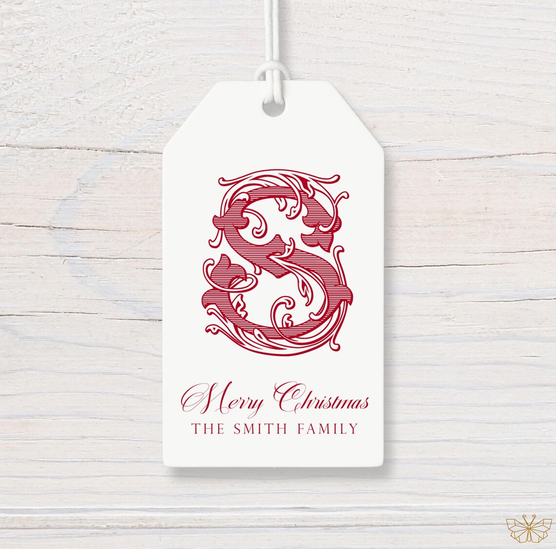 Monogram Tag PRINTED Personalized Monogram Gift Tags, Printed Family Christmas Tags ...
