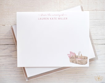 Personalized From the Nursery of Stationary Watercolor, Baby Shower Thank You Cards for Girl