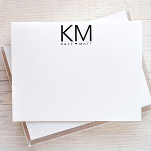 Couples Monogram Stationery, Wedding Thank You Cards, Bridal Shower Notecards