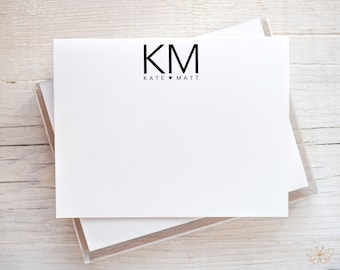 Couples Monogram Stationery, Wedding Thank You Cards, Bridal Shower Notecards