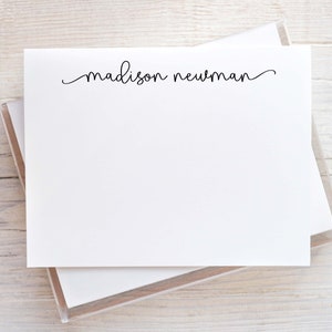 Personalized Name Stationery for Women, Notecard and Envelopes Set, Flat or Folded