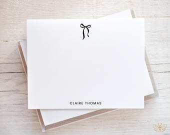 Bow Name Stationery, Coquette Name Notecard, Personalized Stationery for Women, Folded Notecards Personalized, Flat Notecards