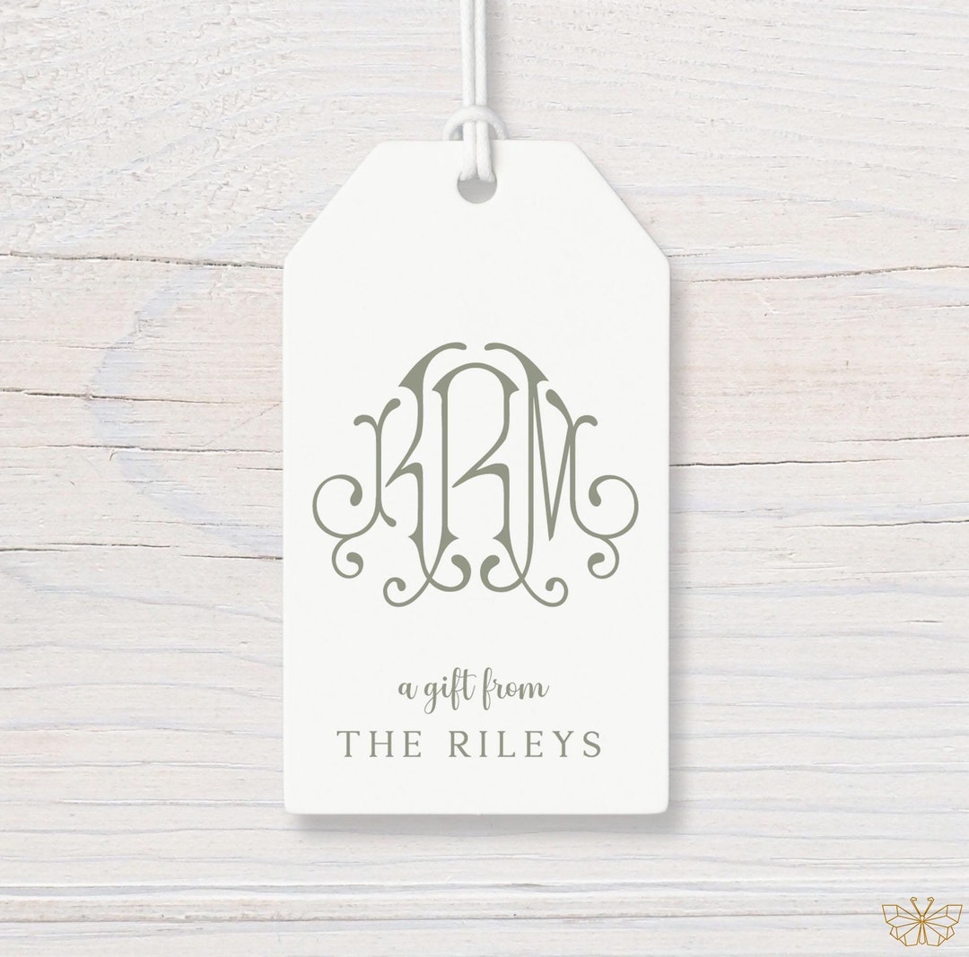 Monogram Tag Personalized Monogram Gift Tags, Printed Family Gift Tags - Etsy