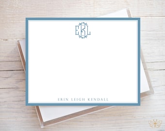 Personalized Monogram Stationery, Notecard Set for Women, Initial Note Cards and Envelopes