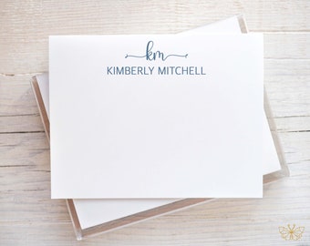 Monogram Note Cards, Personalized Womens Stationery Set, Boxed Stationary Set