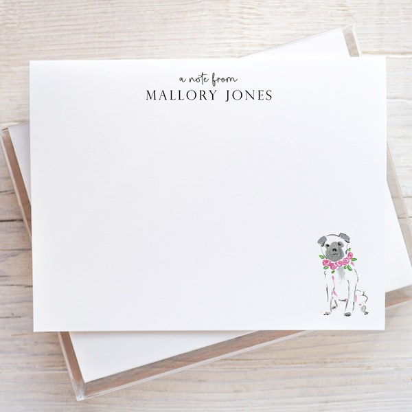 Pug Stationery, Pug Gifts, Personalized Dog Notecards, Dog Note Cards, Gift for Dog Lover