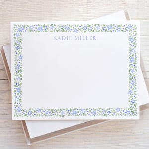 Personalized Watercolor Floral Stationery, Women Notecard Set, Floral Girl Note Cards