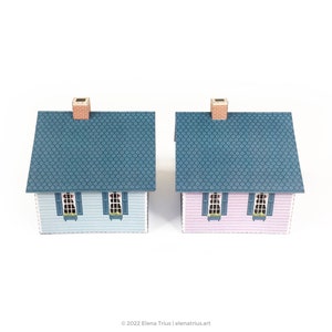 New England paper village: a set of two printable miniature houses PDF download. image 3