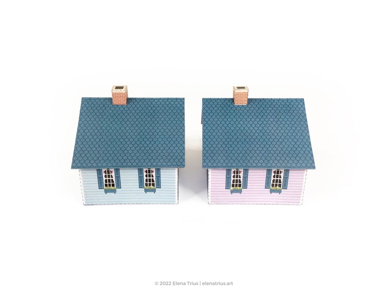 New England paper village: a set of two printable miniature houses PDF download. image 3