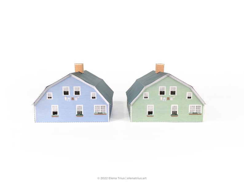 New England Paper Village: een set van twee afdrukbare miniatuurhuizen PDF-download. afbeelding 5