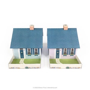 New England paper village: a set of two printable miniature houses PDF download. image 2