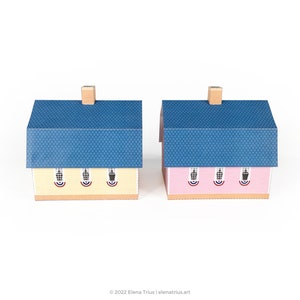 New England paper village: a set of two printable miniature houses PDF download. image 4