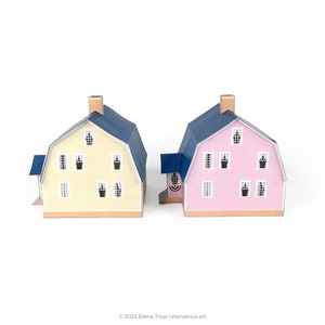 New England paper village: a set of two printable miniature houses PDF download. image 3