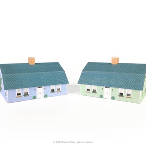 New England Paper Village: een set van twee afdrukbare miniatuurhuizen PDF-download. afbeelding 2