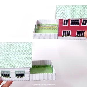 Nordic village paper models: a set of two printable miniature houses PDF download. image 4