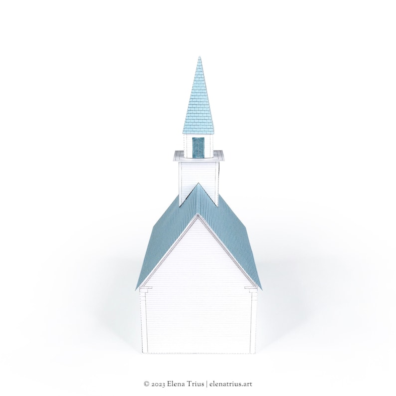 New England paper village: a printable miniature church PDF download. image 5