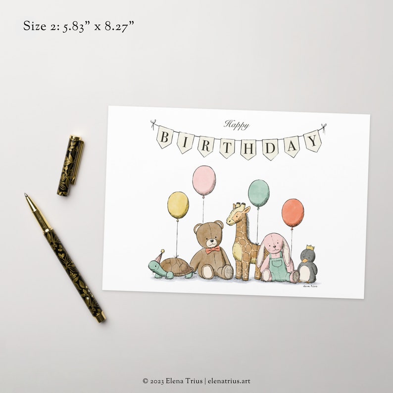 Birthday Card Illustrated Greeting Card Children's Birthday Cute Birthday Card image 5