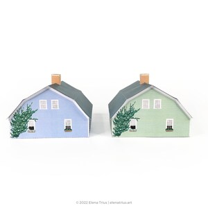 New England Paper Village: een set van twee afdrukbare miniatuurhuizen PDF-download. afbeelding 3