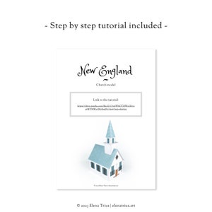 New England paper village: a printable miniature church PDF download. image 7