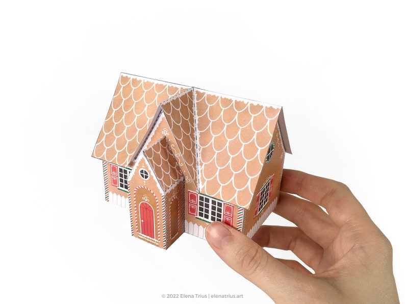 Maison en pain d'épice imprimable : une décoration de Noël DIY téléchargement PDF. image 4