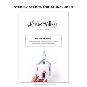 Nordic Village paper model: a printable miniature church PDF download. image 7